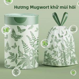 MONLEYTA | Túi rác chống muỗi hương hoa cỏ Artemisia dày đặc có dây rút dùng trong nhà bếp kích thước 40x50cm 50 chiếc