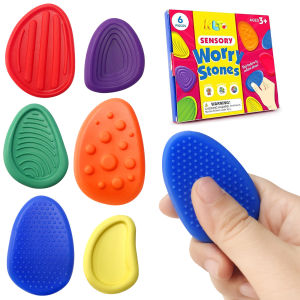 Sensory Fidget Toys Stone for Kids 6 Pack Textured Soft Worry Stone for Autism ADHD Teens Anxiety Stress Relief Toys Set