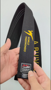 WTF Taekwondo Belt Black Professional Custom Embroidery High Quality Durable Name  Dan Taekwondo Black Belt Martial Arts Belt Factory Direct Sale