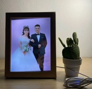 Tranh led tráng gươnghộp gương xuyên sáng khổ A4 (23x33cm) A5 (18x23cm) có điều khiển màu in theo yêu cầu tranh để bàn treo tường