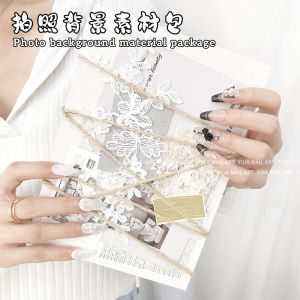 Nail Art Photography Props Material Kit: Lace Pearl Combination Background Decoration with a Vintage Style Show Board