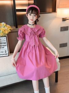 Princess Style Cotton Summer Dress Childrens Clothing Girls Holiday Outfit Korean Style Short Sleeve Printed Skirt