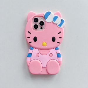 Sanrio | Ốp Điện Thoại Hello Kitty Sọc Dễ Thương Chất Liệu Silicon Mềm Dành Cho iPhone 17/16/15/14/13/12/11 Pro Max Plus Tương Thích Với iPhone 6/7/8/SE Chống Bụi Chống Xước Nhẹ Bảo Vệ Mặt Lưng