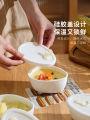 Sheli Ceramic Steamed Egg Soup Bowl with Lid Baby Complementary Food Utensils Home Use Water Separation Slow Cook Pot. 
