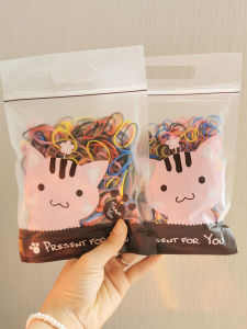 ยางยืดหนาแบบใช้แล้วทิ้ง บรรจุในถุง ไม่ทำลายเส้นผม สีลูกกวาด ยางยืดสำหรับตกแต่งผม แฟชั่น ของใช้ในบ้าน วัสดุอื่นๆ