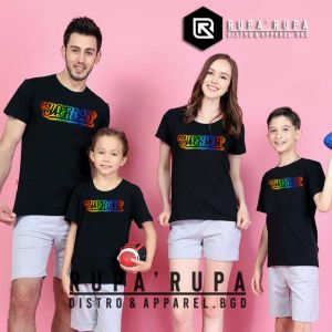 Kaos Pasangan Keluarga Baju Couple Family Motif Rainbow Terbaru