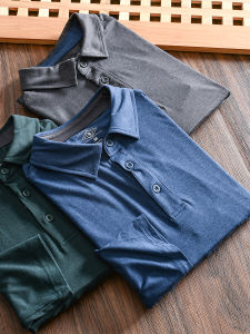 Autumn Winter Mens Business Casual Pure Color Long Sleeve Soft Skin-friendly Polo Shirt Moisture Wicking Breathable Golf Series