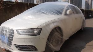 พลาสติกคลุมรถ คลุมรถไฮยาลู รูปลักษณ์แบบ SMLXL บรรจุภัณฑ์มือ ป้องกันฝน ฝู่ป้องกันฝูง สุดยอดเย็บตามคุณภาพ น้ำไม่ซึม คุณภาพสมบูรณ์