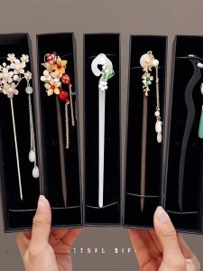 Elegant Hanfu Hairpin New Chinese Style Hair Accessories High-End Sensation Ebony Wood Tassel Hairpin Traditional Bananas Clip