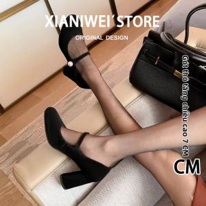 XIANNIWEI | Giày Gót Cao Kiểu Mary Jane Thanh Lịch Phong Cách Vintage cho Phụ Nữ Chuyên Nghiệp