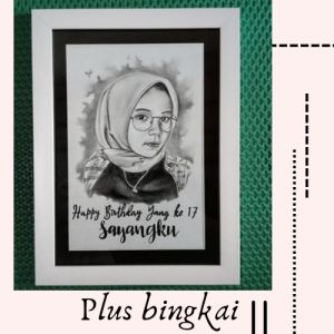 JASA GAMBAR LUKIS WAJAH SUDAH TERMASUK BINGKAI