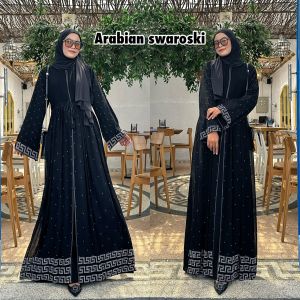 Abaya Hitam Turkey Arabian swaroski gamis dress Arab Saudi / kondangan Turki India Dubai terlaris terbaru termurah