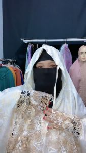 Mukena Katun Mewah Renda Elegan Motif Floral 2IN1 dengan Giper untuk Shalat