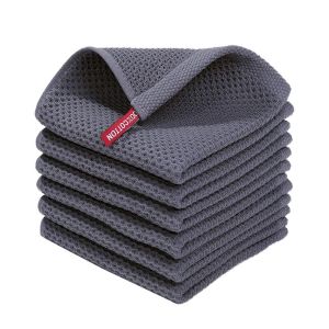 6PCS No Trace Honeycomb Absorbent Dish Tableware Kitchen Rag Towel Glass Cleaning Cleaning Tool Towel