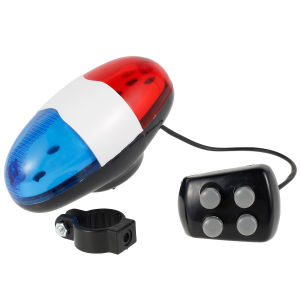 Bicycle Police Siren 4 Sounds Melody Bicycle Power Horn Siren Bell 6-LED Strobe Blue and Red Bicycle Safety Light for Kids Bike