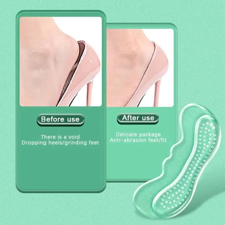 VTTO 1Pair Silicone Gel Transparent Shoes Heel Pads for Women Shoes Back Sticker Stiletto High Heels Inserts Protector Pain Relief Antiwear Feet Heel Cushion Pad