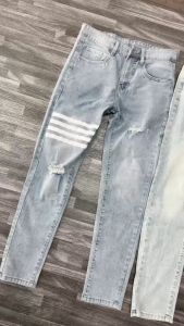 Quần jean nam rách gối chất bò co dãn form dáng ôm màu xanh phong cách hàn quốc cao cấp QUANG THỜI TRANG