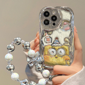 Silver Electroplated Oil Painting Sponge Baby for Xiaomi Civi4pro Phone Case Redmi K70 Cute Note13pro New Arrival MI14/13/12/12/11/10S Female K60/K50/K40pro