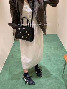 Original HOYOZI Diamond Embellished Genuine Leather Shoulder Tote Bag for Women Stylish Crossbody Purse British Style Casual Handbag