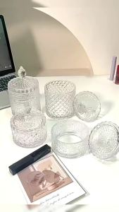 HB Crystal Glass Candy Jar With Lid Jewelry Storage Jar Multi-Functional Transparent Storage Jar 1Pc