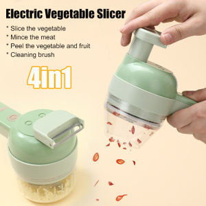 4in1 Electric Vegetable Cutter Home Handheld Wireless Electric Garlic Masher Food Chopper Meat Grinder Fruit Peeler Food Slicer