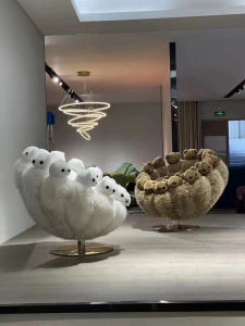 Italian Luxury Creative Artistic Single Rotating Sofa Chair Cute Toy Flamingo Animal Patterned Armchair Leisure Seating