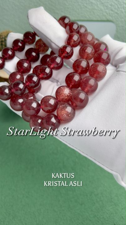 KAKTUS Kristal Asli Starlight Strawberry Crystal Bracelet 10Mm+