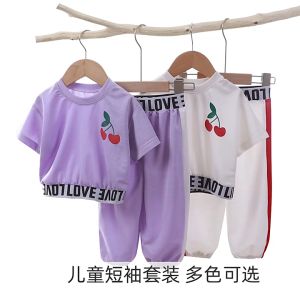 4-9 Years Kids Girls Clothes Set T-Shirt+Long Pants Summer Fashion Sports Outfit