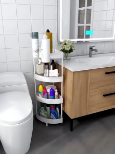 พร้อมส่ง ชั้นวางของในห้องน้ำ3/4/5ชั้น ชั้นวางของเข้ามุม คุณภาพ แข็งแรง เก็บของใช้ในห้องน้ำ มีล้อเลื่อน ประหยัดพื้นที่