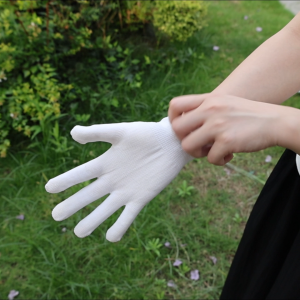 24คู่ ถุงมือผ้าฝ้ายสีขาวป้องกัน ถุงมือถัก / ถุงมือสำหรับงานสวนอุตสาหกรรมที่ทนทาน ถุงมือไนลอนสีขาวสำหรับงานก่อสร้าง / ถุงมือผ้าฝ้ายหนาคุณภาพดี ถุงมือสำหรับงานหนัก