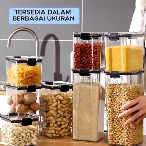 Toples Penyimpanan Cereal Kedap Udara Kontainer Makanan Storage Jar Food Tempat Bumbu Wadah Snack