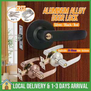 Door Lock Set Tubular Lever Cylindrical Cylinder Door Lock Knob Security / Bedroom Toilet Door Lock (Silver)