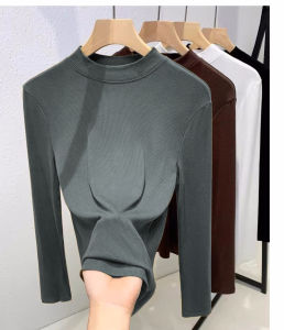 Modal Bottoming Shirt Womens Half Turtleneck Thread 2024 Fall and Winter Heattech Slim Fit Slimming Top Womens T-shirt Fashion