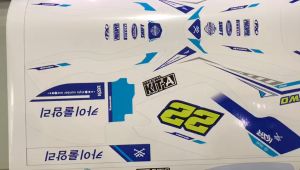 decal sticker KLX BF 150 design terbaru MOTIF GRAFIS BIRU NAVY KUNING D-A3-859 D-A3-812