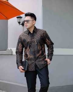 kemeja batik pria lengan panjang SLIMFIT dobby premium KiyyAra Mandra Kusumo