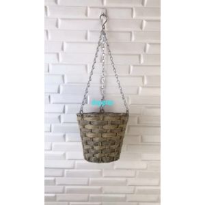Pot Gantung Rantai Anyaman Pelepah Sintetis Hiasan Dekorasi Rumah