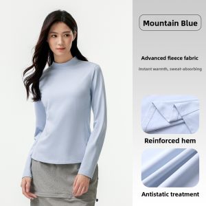 Camel Long Sleeve Fleece Lined Sportswear Womens T-shirt Autumn Winter Antistatic Hoodie Indoor Outdoor Camping Climbing Hiking