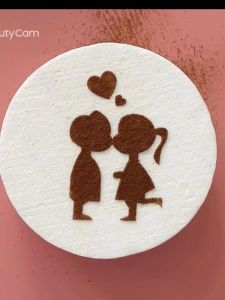 Valentines Day Couple 3-Inch Sugar Powder Sifter Flower Spray Mold Print Mold Coffee Latte Cake Wood Shavings Cup Dusting