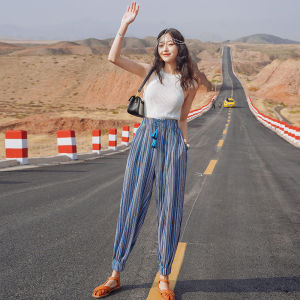 Holiday Beach Pants Womens Spring Summer Thin Fashion Casual Harlan Long Pants Loose Slimming Lantern Pants Mosquito Repellent Pants