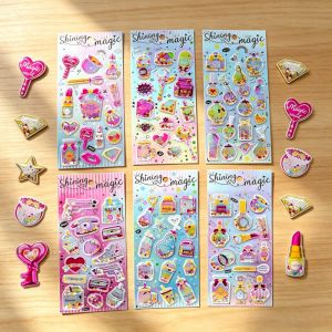 Shiny 3D Dimensional Shake Stickers for Journaling Cute Girl’s Japanese Retro Foil Decor Decals for Scrapbooking