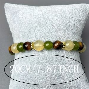 Vòng Tay Hổ Phách & Citrine Cho Phụ Nữ Mãn Kinh Hạt 8mm Cân Bằng Cơn Bốc Hỏa Quà Tặng Phong Cách Bohemian Trang Sức Thời Trang Quanh Năm
