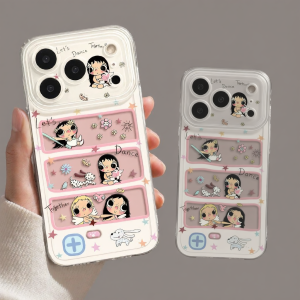 YOUSIDUN | Cute Pink Transparent Hole-Punch All-Encapsulated Phone Case with Rope for iPhone