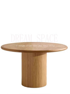 Vintage French Round Dining Table Solid Wood Burls Small Apartment