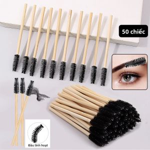 Bộ Cọ Chuốt Mi Bằng Tre Tự Nhiên 25/50/100 Chiếc Bộ Dụng Cụ Trang Điểm Dụng Cụ Mỹ Phẩm Cầm Tay Cho Lông Mi Và Lông Mày