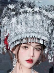 Mới Bạc Mũ Nhóm Thiểu Số Capoxidation Giá Rẻ Tujia Trang Sức Bạc Dân Tộc Phong Cách Thời Trang Sành Điệu Phụ Kiện Tươi Outright