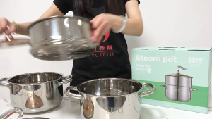 หม้อนึ่ง2ชั้น สแตนเลส304 รุ่นสองหูจับ หม้อซึ้งสแตนเลส ใช้กับเตาแม่เหล็กไฟฟ้าได้ ขนาด24CM