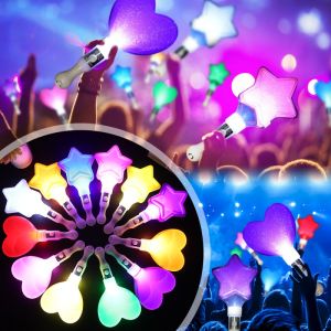 แท่งกลิตเตอร์ป้ายเทศกาลไฟสีสันสดใสติดคอนเสิร์ตใช้แบตเตอรี่ขับเคลื่อนอุปกรณ์ตกแต่งบรรยากาศ3โหมดเรืองแสง