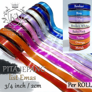 Pita Kado Pita Jepang Pita Plastik List Emas Ukuran 3/4 Inch / -+1.7cm Pita Kado Souvenir ROLL Pita Kado Berbagai Warna Pita Kado Untuk Ulang Tahun - Lazada