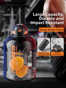NIRMEI | Large Capacity Sport Straw Water Bottle 2000ml