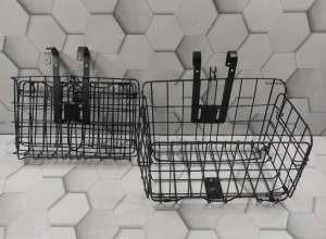 BIKE FOLDING METAL WIRE BASKET FOR BIKE FRONT COLOR BLACK STEEL BICYCLE FRONT BASKET CARRIER
